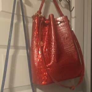 Brahmin Red Croc-Embossed Tote Bag NWT